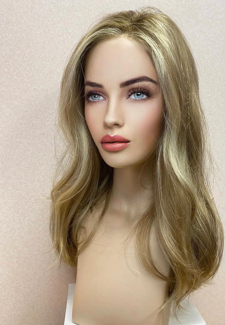 Blonde Straight Virgin Human Hair Mono Top Medical Wigs- ULOFEY