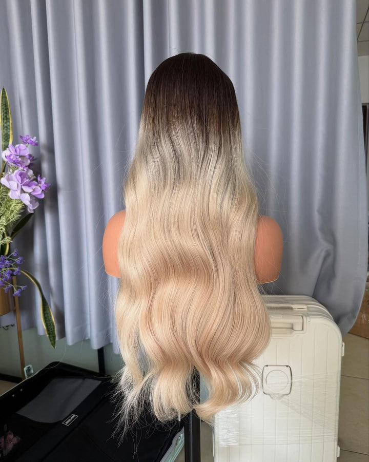 14-26inch Ombre Blonde Hand-Tied HD Lace Front Virgin Human  display picture 3