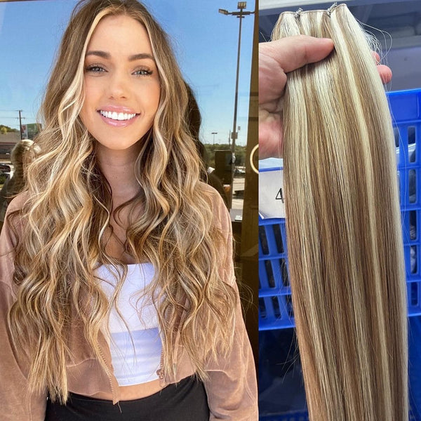 14-24inch Highlight Genius Hair Weft Virgin Russian Human Hair Extensions