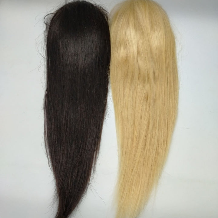 Black|Blonde|Honey Gold Color PU + Swiss Lace 7"*8" Virgin Human Hair Topper - ULOFEY