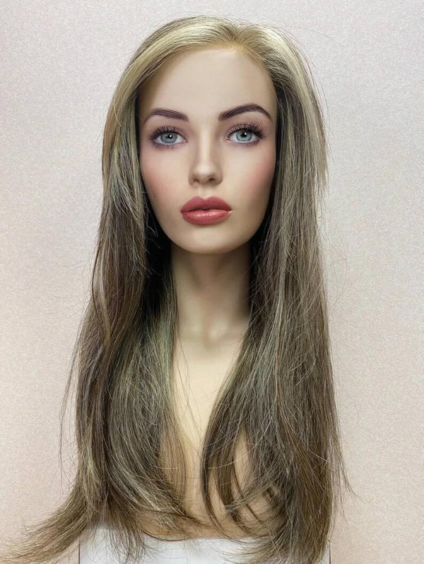 Ash Brown Virgin Human Hair Swiss Lace Fully Hand-Tied Medical Wigs - ULOFEY