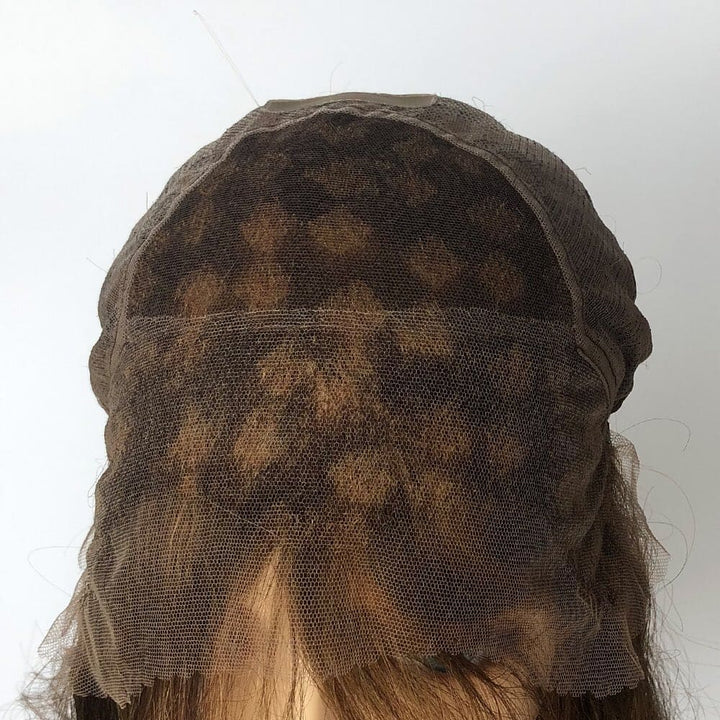 Ash Brown Virgin Human Hair Swiss Lace Fully Hand-Tied Medical Wigs - ULOFEY