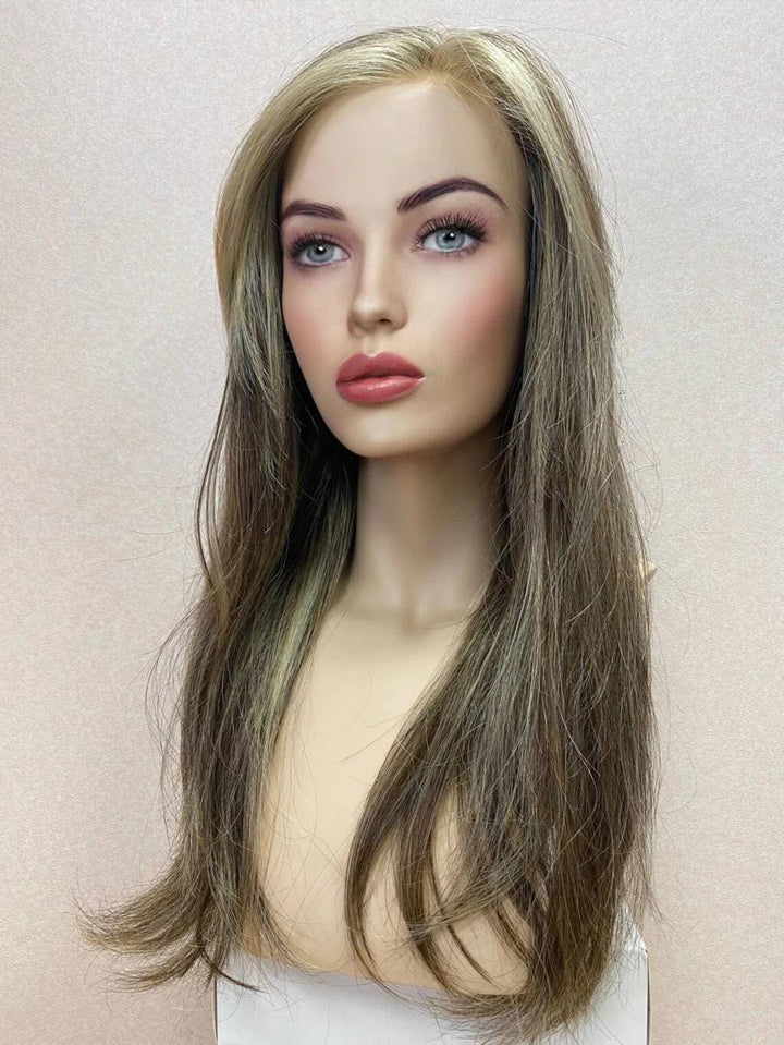 Ash Brown Virgin Human Hair Swiss Lace Fully Hand-Tied Medical Wigs - ULOFEY