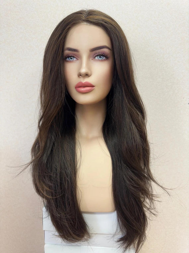 Ash Brown Virgin Human Hair Swiss Lace Fully Hand-Tied Medical Wigs - ULOFEY