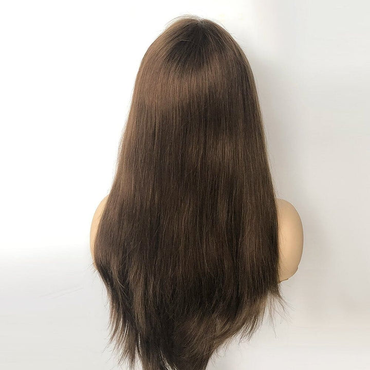 Brown Virgin Human Hair Mono Top Hand-Tied Medical Wigs - ULOFEY