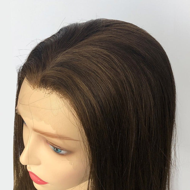 Brown Virgin Human Hair Mono Top Hand-Tied Medical Wigs - ULOFEY