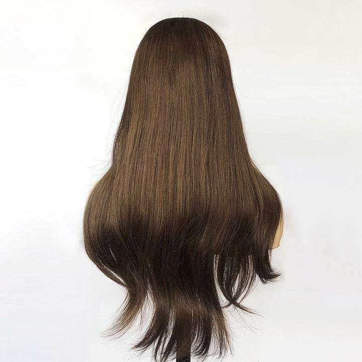 Brown Virgin Human Hair Mono Top Hand-Tied Medical Wigs - ULOFEY