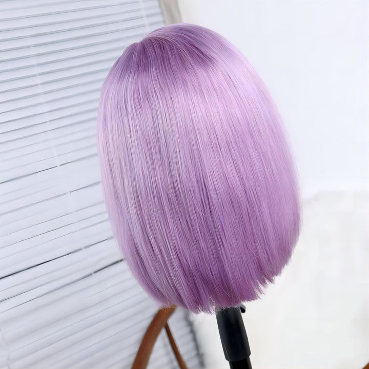  Purple Short Bob 13*4 Front Lace Human Hair Wigu