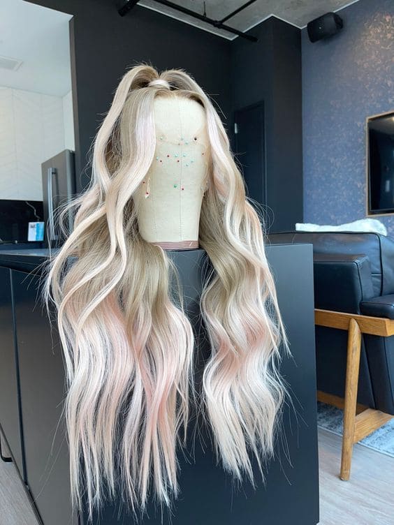 Blonde With Pink Highlights HD Lace Wigs