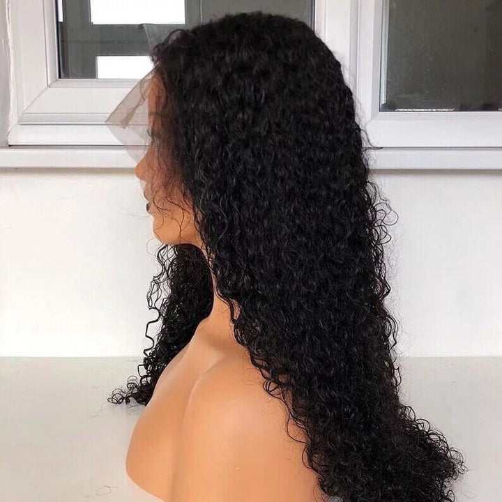 Peruvian kinky curly water wave virgin human hair lace front wig - ULOFEY 