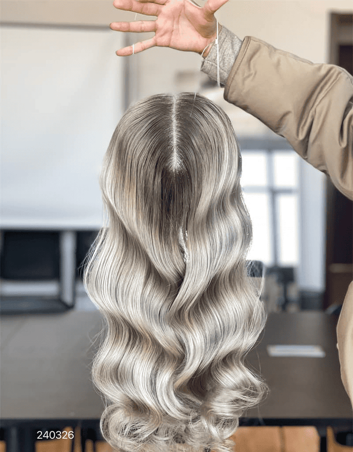 12-20inch Shadow Root Blonde 8"*8" Lace Front Clip In Virgin Human Hair Topper - Ulofey Wigs