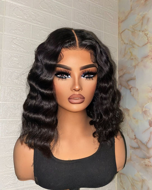 Short Curly Deep Wave Glueless 13*4 Front HD Lace Human Hair Wigs