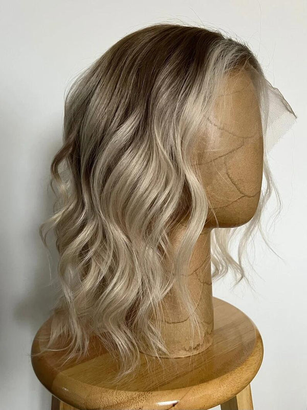 Shy Balayage Platinum Blonde Color Pre-plucked Natural Hairline 13*6 HD Front Lace Human Hair Wig - ULOFEY