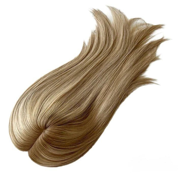 Breathable Silk base + PU Blonde Highlight 6"*8" Virgin Human Hair Topper - ULOFEY