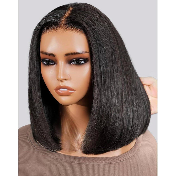  Silky Straight Short Bob Glueless HD Lace 7x5 Closure Human Hair Wig