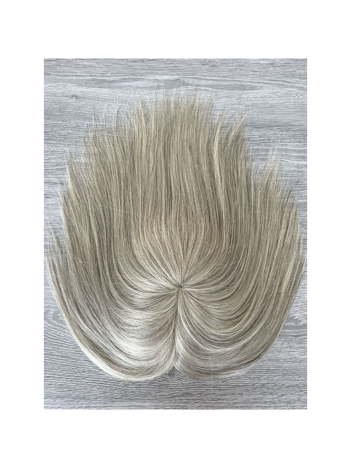 12-18inch Silver Gray Full Mono 5x6.5" Clip In Virgin Human Hair Topper - ULOFEY