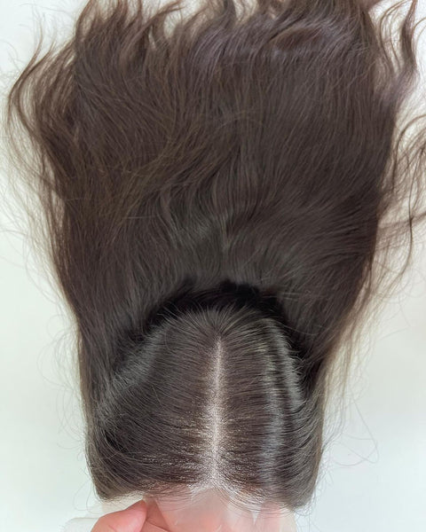 14 Inch Human Hair Topper Swiss Lace Base 3 Clips Thinning Hair Amazon.com : HAIRCUBE Hair Toppers for Women with Thinning  main image 4