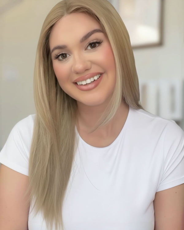 14-24inch Butterscotch Color Virgin Human Hair Mono Top Full Hand-Tied Wigs | U252