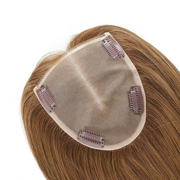 12-18inch Strawberry Blonde Full Mono Clip In Virgin Human Hair Topper - Ulofey Wigs