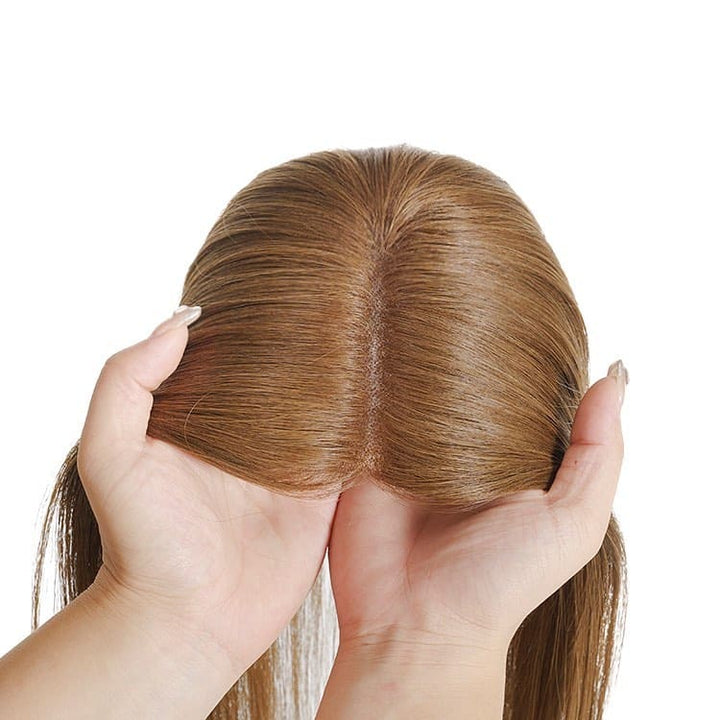 12-18inch Strawberry Blonde Full Mono Clip In Virgin Human Hair Topper - Ulofey Wigs