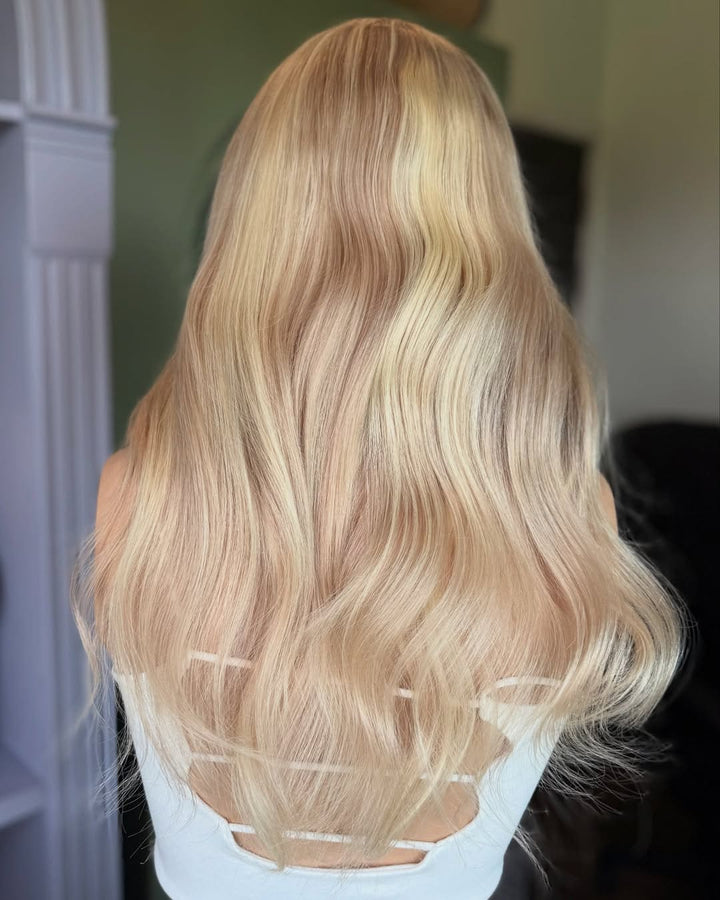 Warm Honey Blonde Fake-Scalp HD Lace Front Virgin Human Hair Wig - Ulofey Wigs