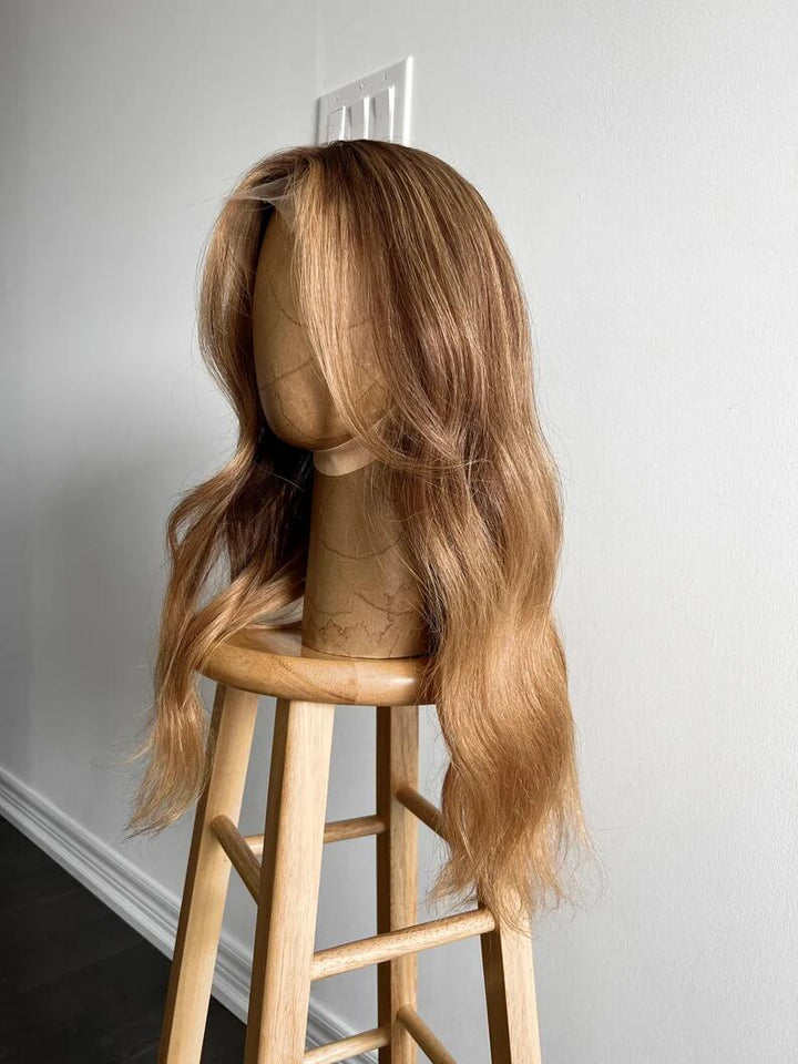 Warm Tone Honey Blonde Wave 13x4 Transparent Lace Frontal Human Hair Wigs - ULOFEY