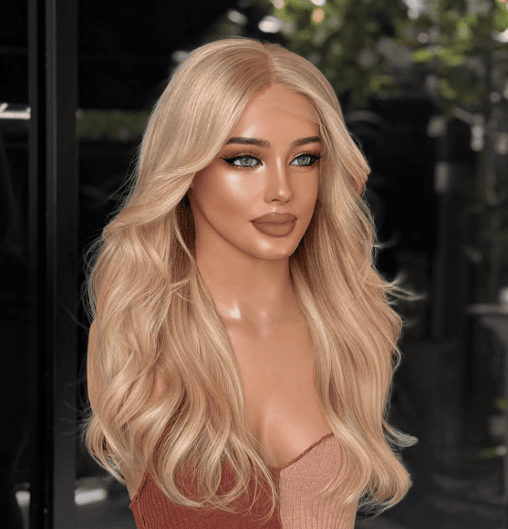 12-24inch Warm Tone Honey Blonde Diamond Liner Lace Frontal Human Hair Wigs - Ulofey Wigs