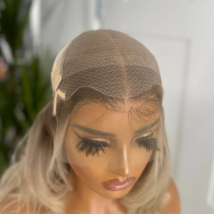 12-24inch Warm Tone Honey Blonde Diamond Liner Lace Frontal Human Hair Wigs - Ulofey Wigs