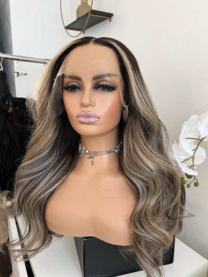 14-24inch White Chocolate Mocha New Design Lace Front Virgin Human Hair Wig - Ulofey Wigs