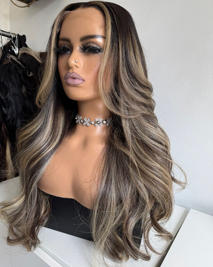 14-24inch White Chocolate Mocha New Design Lace Front Virgin Human Hair Wig - Ulofey Wigs