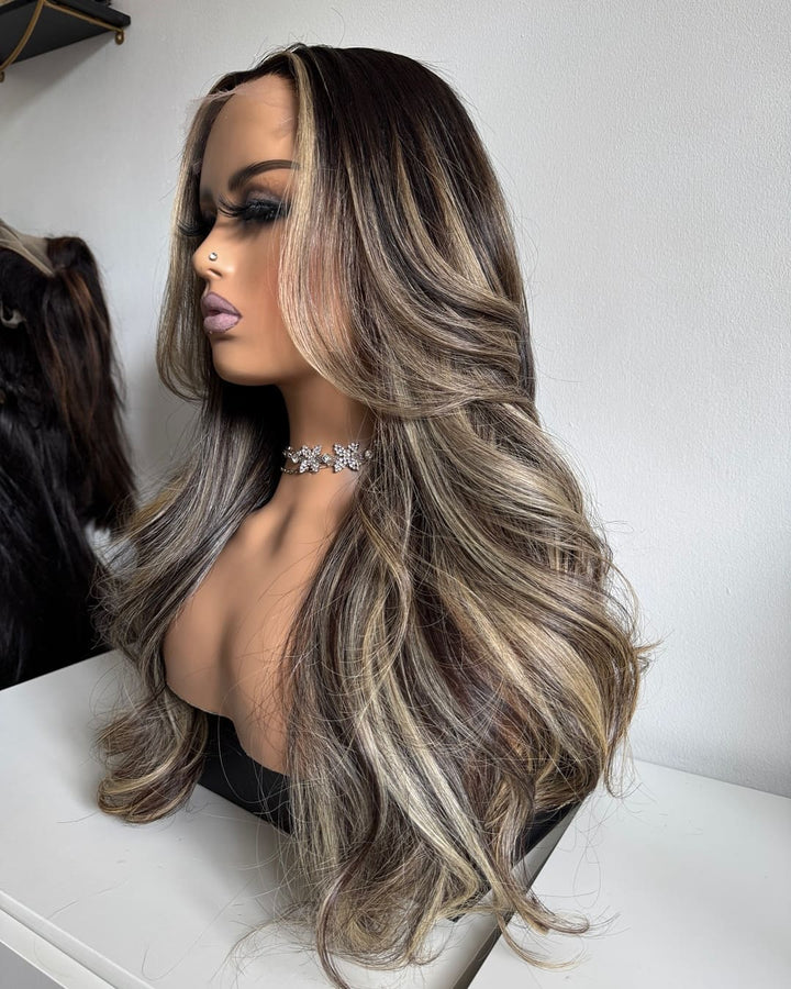 14-24inch White Chocolate Mocha New Design Lace Front Virgin Human Hair Wig - Ulofey Wigs