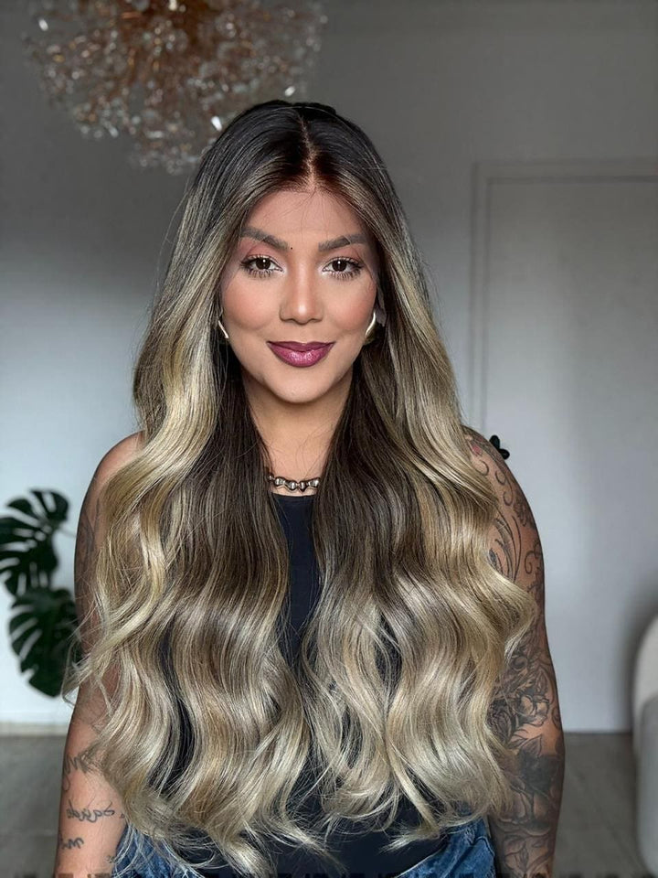14-24inch White Chocolate Mocha New Design Lace Front Virgin Human Hair Wig - Ulofey Wigs