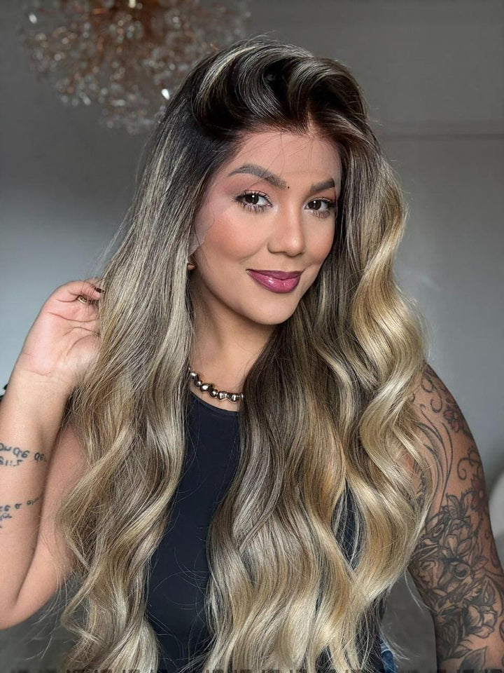 14-24inch White Chocolate Mocha New Design Lace Front Virgin Human Hair Wig - Ulofey Wigs