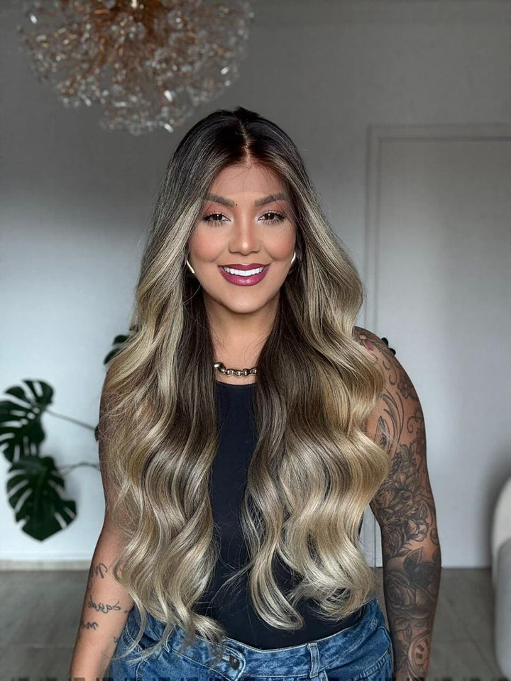 14-24inch White Chocolate Mocha New Design Lace Front Virgin Human Hair Wig - Ulofey Wigs