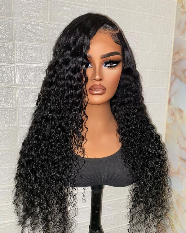 16-24inch Black Curly Deep Wave Glueless 7x5 | 6*5 Closure Human Hair Wig