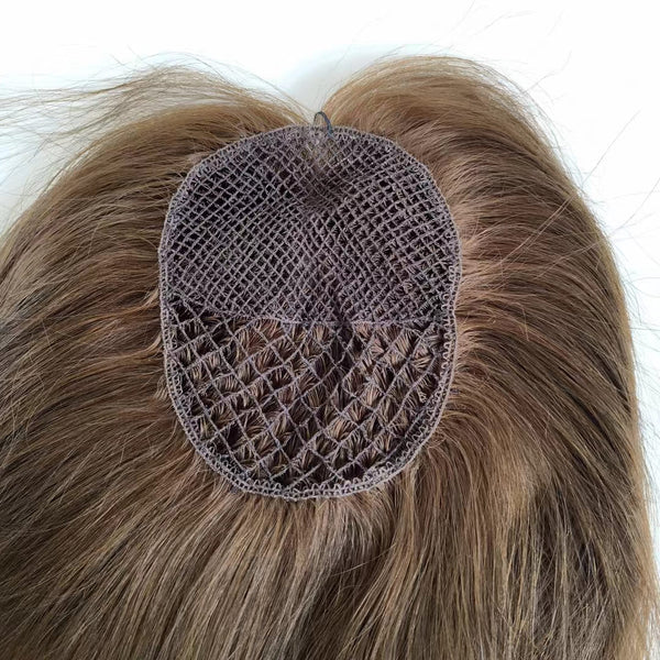 14-18inch Brown Color 4"*6" Fish Net All Handmade Human Hair Toppers
