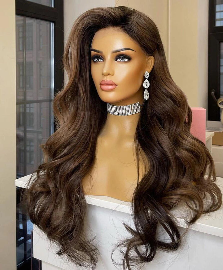 20-26inch light brown wave 13x6 HD Lace Frontal human hair Wig - ULOFEY