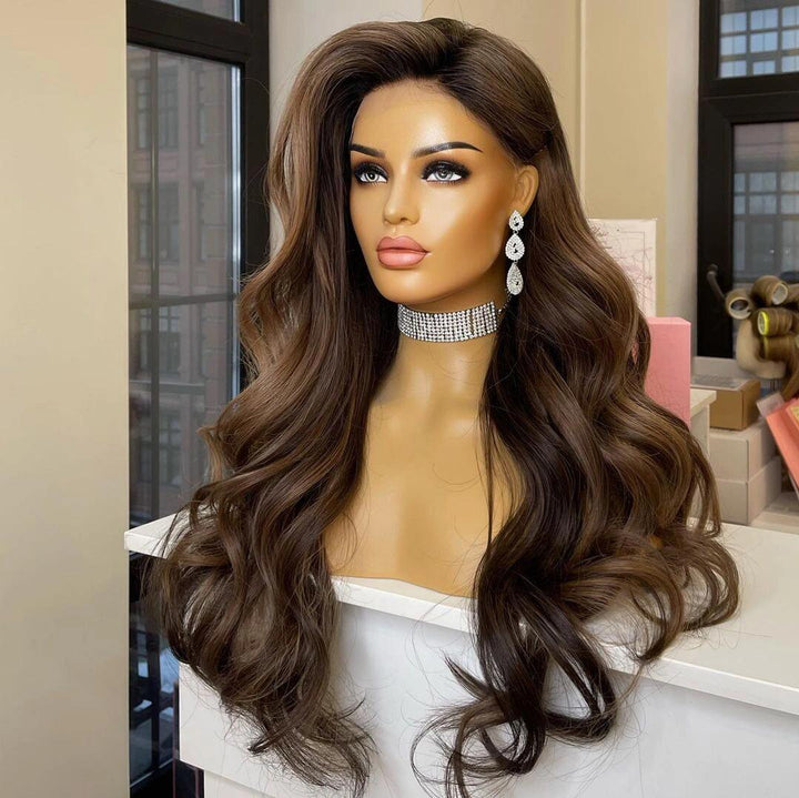 20-26inch light brown wave 13x6 HD Lace Frontal human hair Wig - ULOFEY