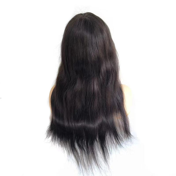 14-24 inch Full Clear Silk Base 1B Color Virgin Human Hair Topper