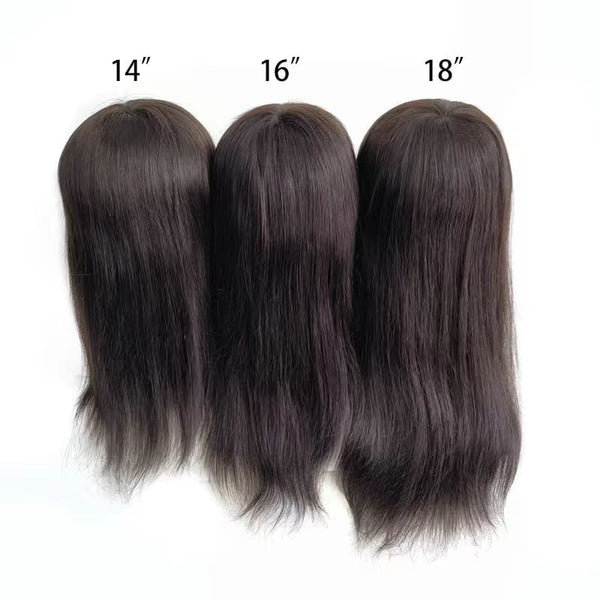 14-16inch PU And Swiss Lace 7"*9" Virgin Human Hair Topper for Women