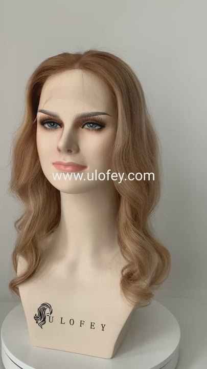 U032 Ash Blonde HD Frontal Lace Wig with 14-24 Inch Length and Transparent Lace - ULOFEY