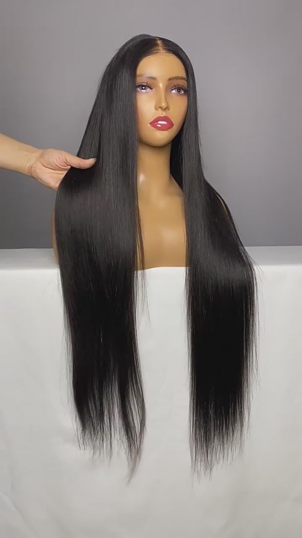 36inch Long Silky Straight Glueless Undetectable 13*6 HD Lace Wig 100% Human Hair