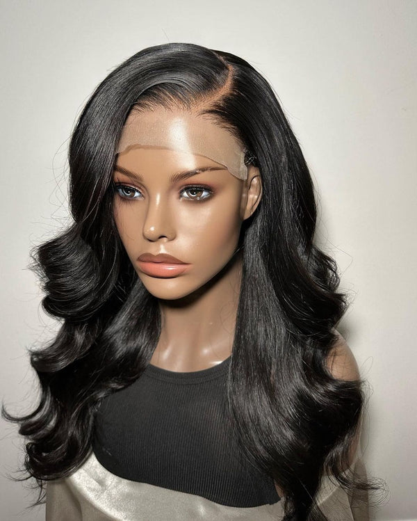 14-24inch Natural Color Glueless Body Wave HD Lace Human Hair 5x5 Closure Wigs