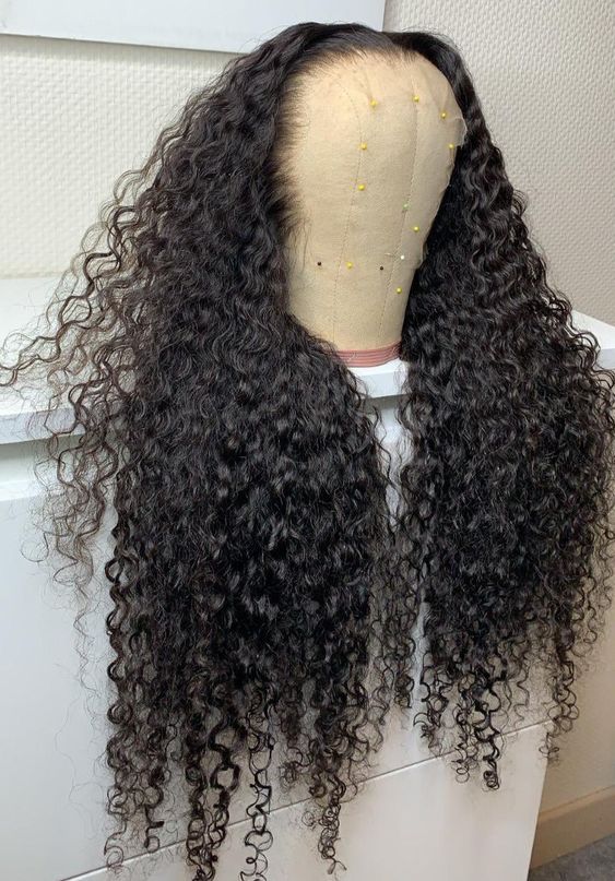 14-24inch Black Curly Pre Plucked 13*4 HD Lace Front Human Hair Wig
