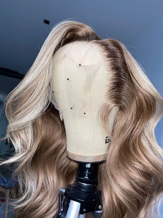 14-24inch Dark Blonde Highlights Handtied 4"x4" Silk Top Human Hair Wigs