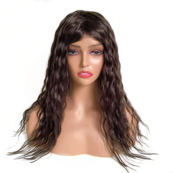 14-18inch Black Curly 7"*9" Transparent PU Virgin Human Hair Topper