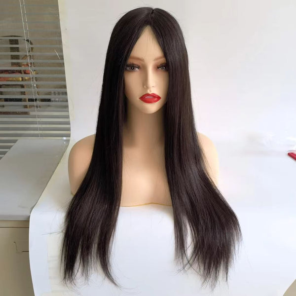 20inch Natural Color Virgin Human Hair 5"*5" Silk Top Medical Wigs