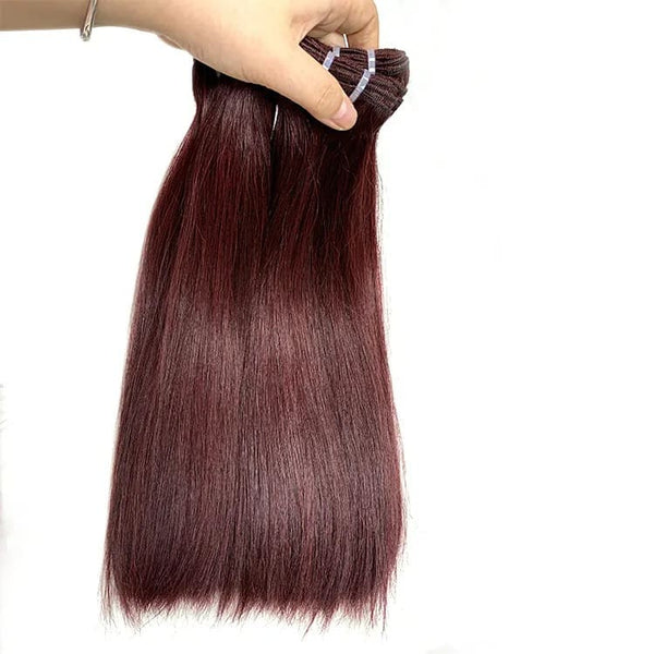 10-28inch 99J# Red Color Double Drawn Straight Weft 9A Remy Human Hair Extensions