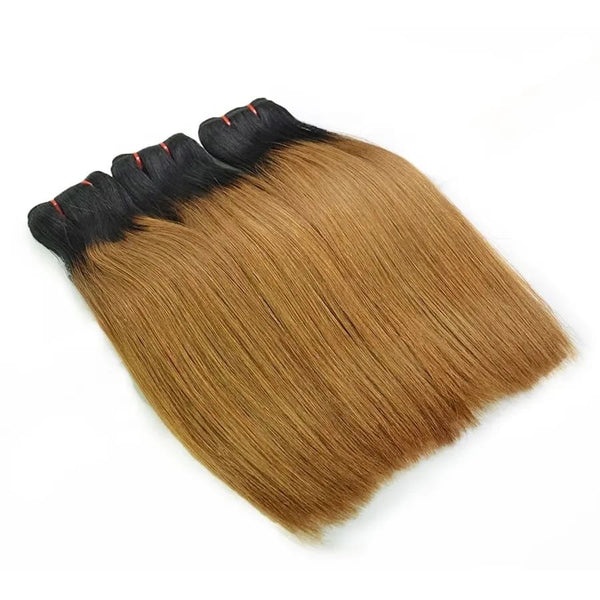 10-28inch Bronde Ombre Double Drawn Straight Weft 9A Remy Human Hair Extensions