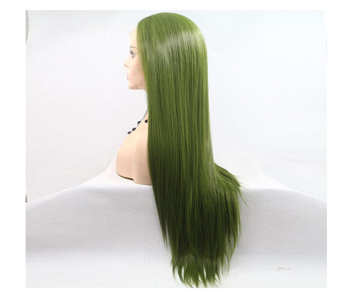 Straight Green Lace Front Synthetic Wig - ULOFEY 